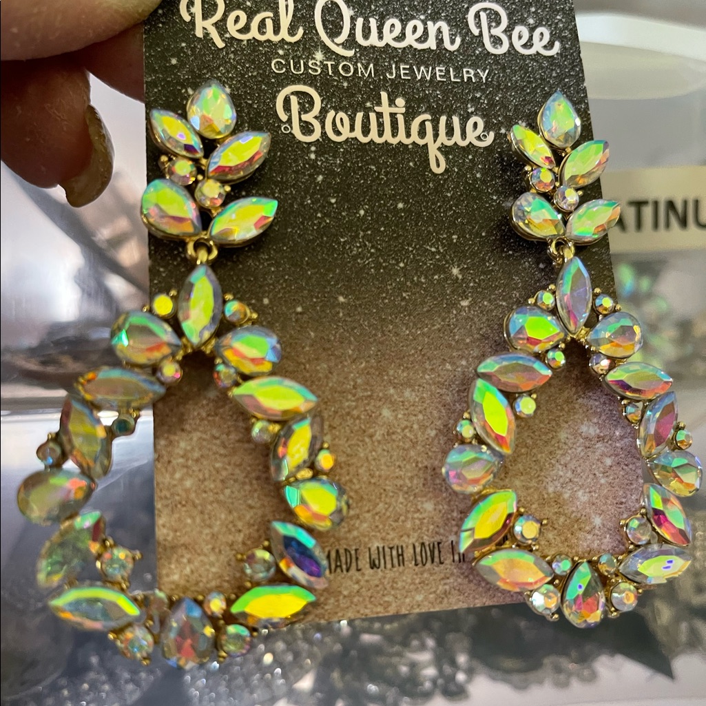 Crystal Hoops Pageant Earrings Ab Crystal